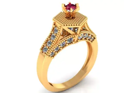 Women Ring 66 solitaire diamond cut engagement ring for women 3D print model
