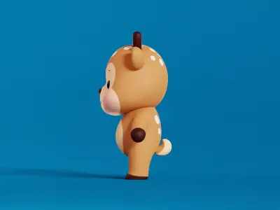 Deer Character Cartoon  Chibi Kawaii low-poly 3d model Low-poly 3D model