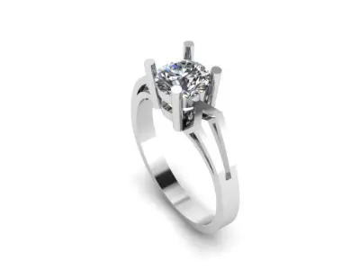  simple solitair ring for womens 3D print model