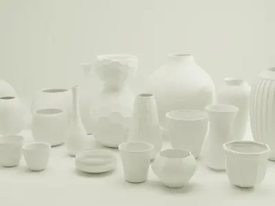 20 Decorative Vase Model Package Low-poly 3D model