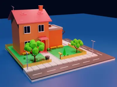Cartoon House Free low-poly 3D model get
