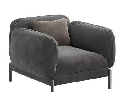 Tarantino Beige Velvet Armchair by Lorenza Bozzoli 3D model