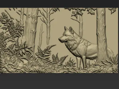 A Wolf in the Forest A124 3D print model