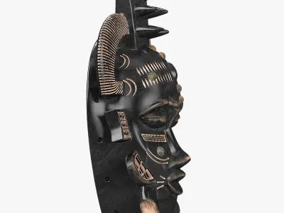 African masks Senufo Porcupine Low-poly 3D model
