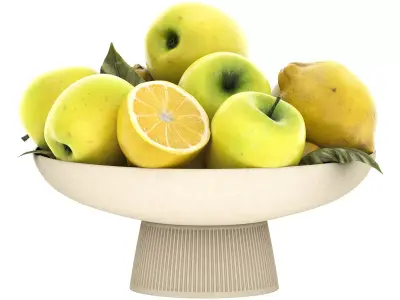 bowl of green apples and lemons 3D model