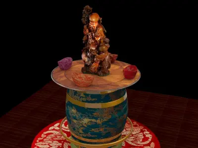  Chinese wood carved sculpture   3D model