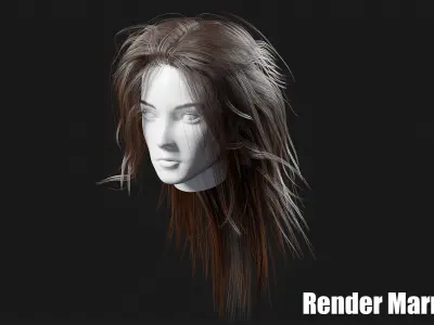 Hair for AAA games Unreal Engine 4 and 5 Low-poly 3D model