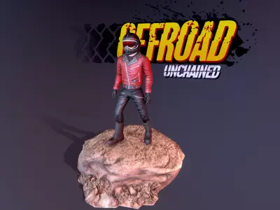 Biker Motocross Rider Man Low-poly 3D model