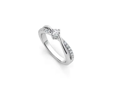 ZDR073 diamond engagement ring gold 3D print model