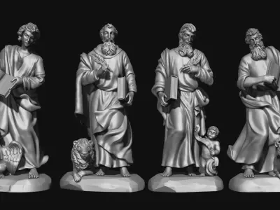 The Four Evangelist - CNC Rounting - Wood - Stone - Metal 3D print model
