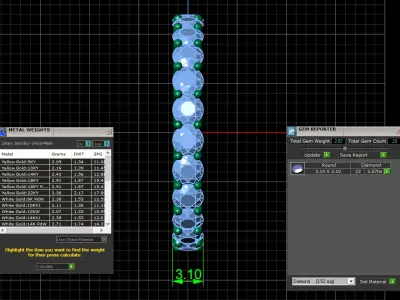 U Shaped Eternity Ring 3 point 1 mm stone size swiss 15 and EU55 3D print model