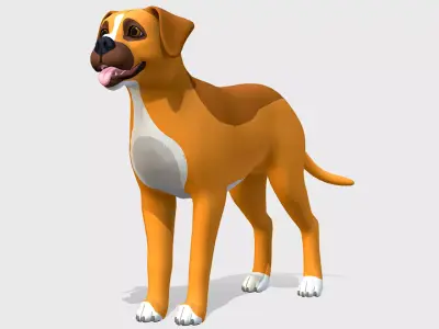 Cartoon Dog - Boxer Low-poly 3D model