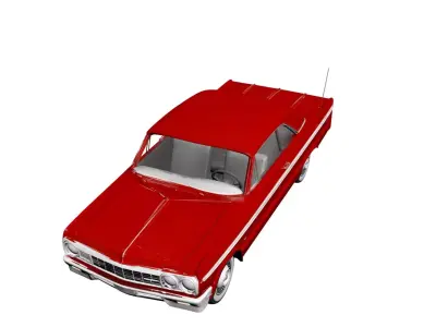 1966 Classic American Coupe Car Vintage Full Size Vehicle 3D model