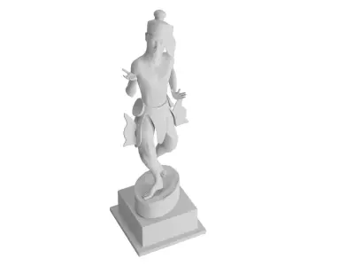 Antique Burmese Warrior Sculpture 3D model