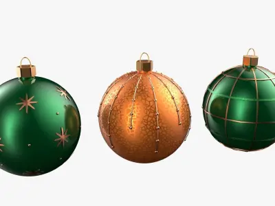 Christmas Tree Ornament Set4 - Green Orange 3D model