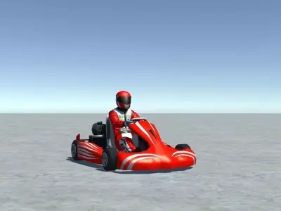 Low Poly Kart With Player 8 Low-poly 3D model