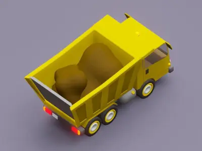 Toon dump truck Low-poly 3D model