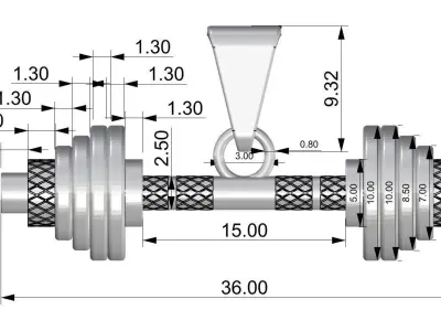 Necklace pendant sport barbell weight dumbbell 3D print model