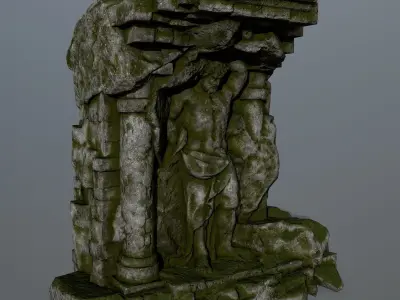 statue 2 stone structure Low-poly 3D model
