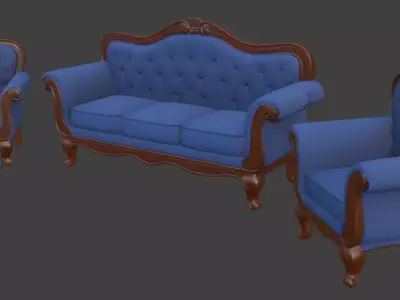 Cartoon style sofa set 3D model
