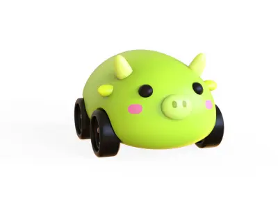 Cartoon Dragon Car Cute  Low-poly 3D model