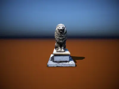 Lion Sculpture Low-poly 3D model Low-poly 3D model