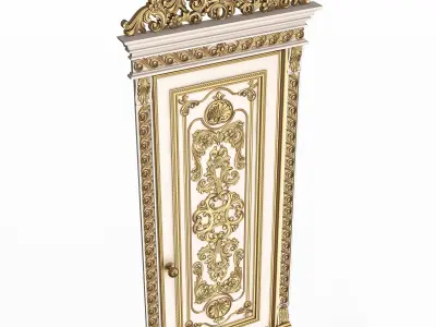 Carved Door Classic 01502 White Low-poly 3D model