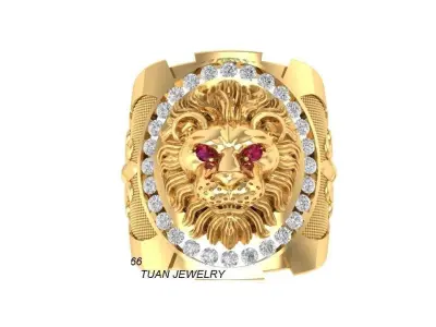 Luxury Lion Head Men Ring  315 3D print model
