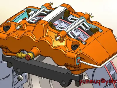 Brake caliper with 8 pots 3D model