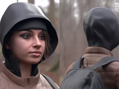 Woman in Winter Outfit 3 - Modular - Rigged Low-poly 3D model