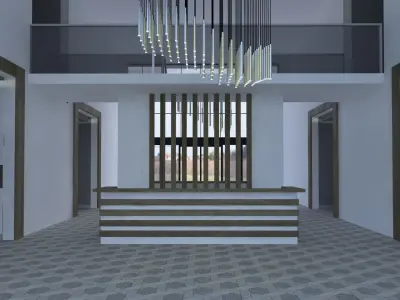 HOTEL building with balconies and stairs 3D model