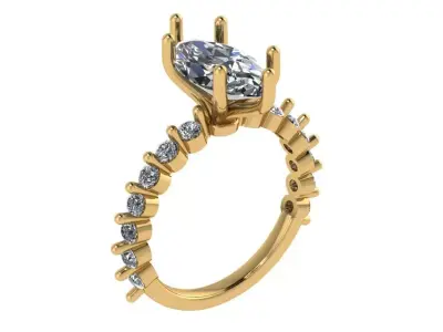 marquise solitare with floating diamond on shank  3D print model