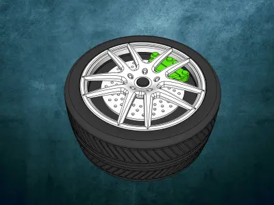 Tire-Box gold wheel 3D print model