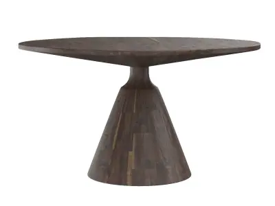Dark Brown Reclaimed Wood Round Dining Table 3D model