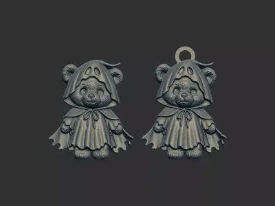 ghost teddy keychain cnc model 3D print model