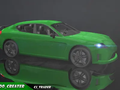 Lowpoly Sports sedan Porsche Racing Car 3D Model Low-poly 3D model