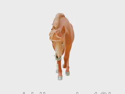Chestnut Quarter Horse 3D Model with Energetic Pose Low-poly 3D model