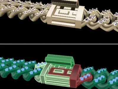 Cuban Diamond Chain Bracelet Necklace Link SIZE 8MM Width 3D print model