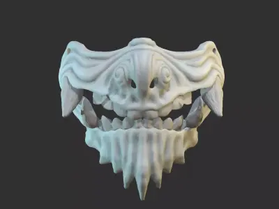Oni Mask 2 Demon Half Face 3D print model