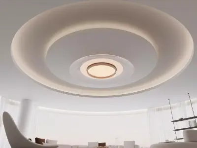 Creamy Minimalist Living Room 3D model