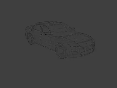 Low Poly Modern Generic Full-Size Sedan  Low-poly 3D model