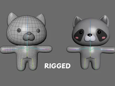 Chubby Ratel Animated for Games Low-poly 3D model