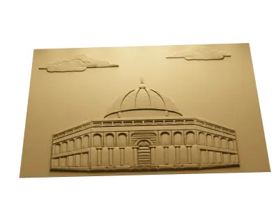 3d modern Dome of the Rock 3D Wall Panel Relief CNC 01 3D model