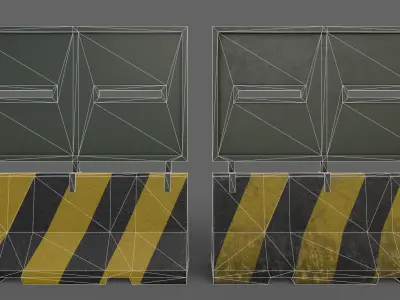 PBR Concrete Roadblock Barrier V2 Low-poly 3D model