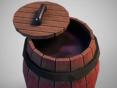 Stylized gameready barrel with oil Low-poly 3D model