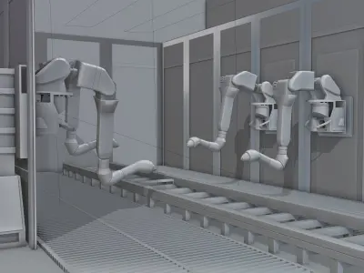 Robotic Arms Paint Booth 3D model