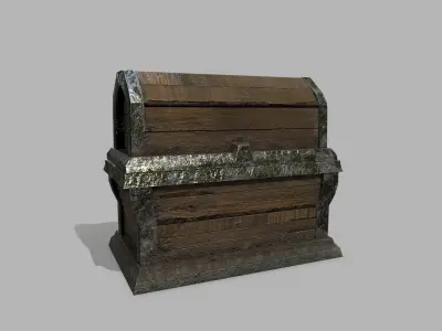 Chest wooden Low-poly 3D model