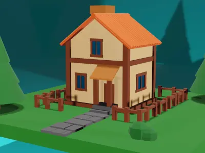 Low Poly House Low-poly 3D model