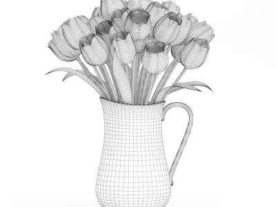 Red and White Tulips 3D model