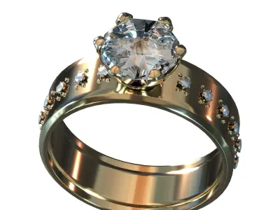 Diamond gold ring 3D print model